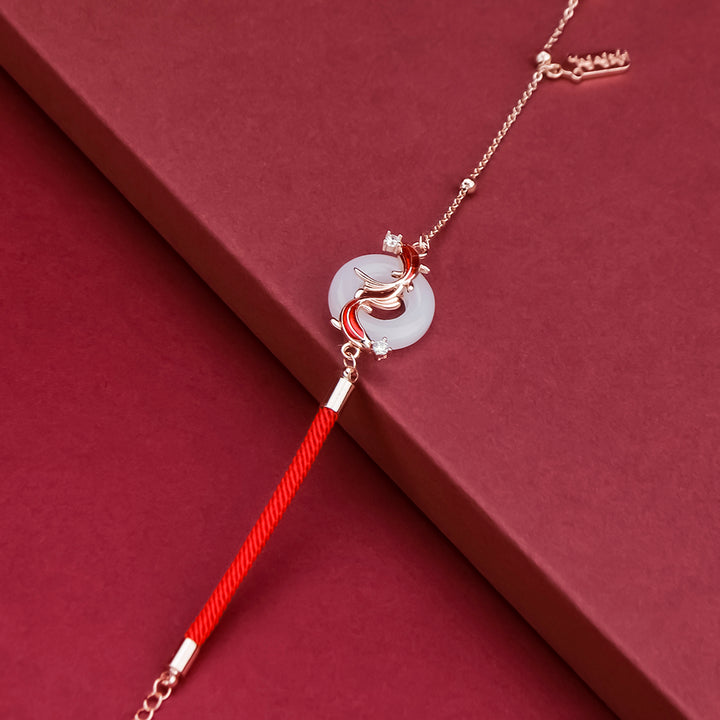 White Jade Double Koi Fish Bracelet