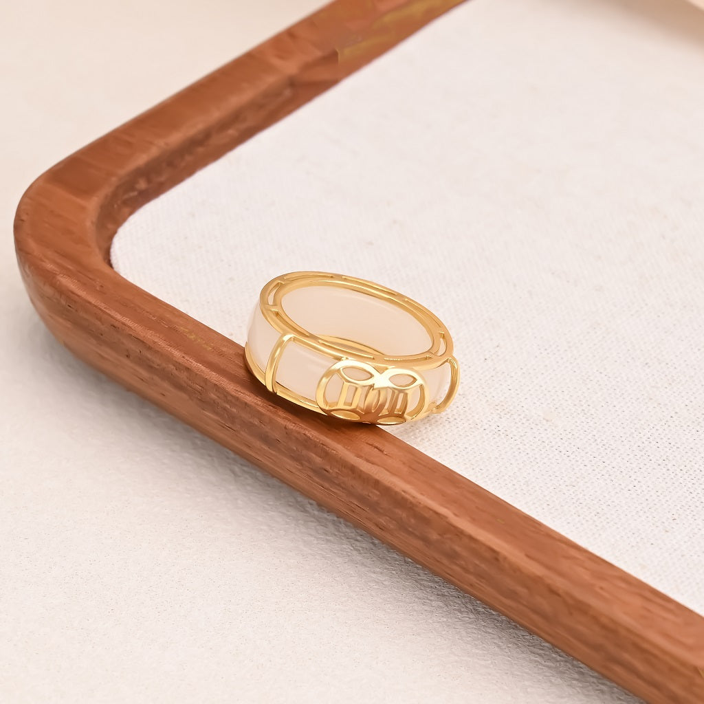 White Jade Ring Necklace