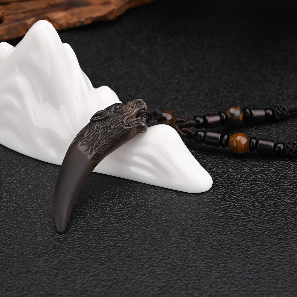 Wolf Courage Obsidian Necklace