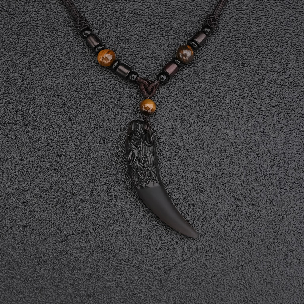 Wolf Courage Obsidian Necklace