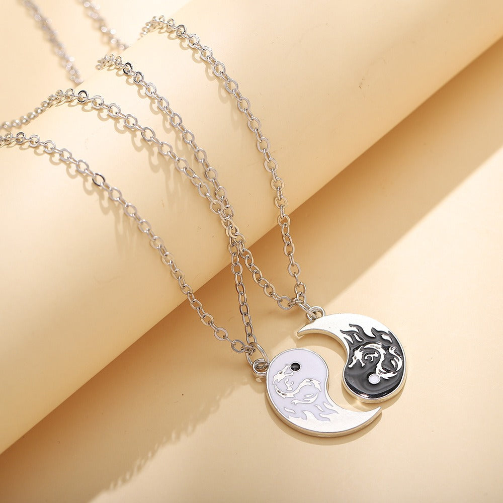 Yin Yang Bagua Dragon Couple Necklace