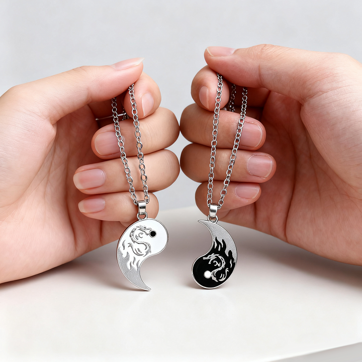 Yin Yang Bagua Dragon Couple Necklace