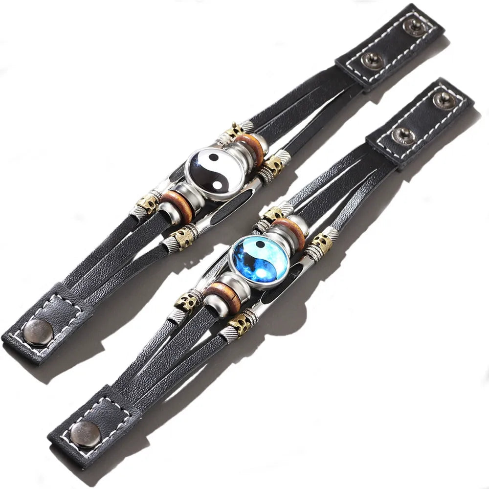 Yin Yang Leather Balance Bracelet
