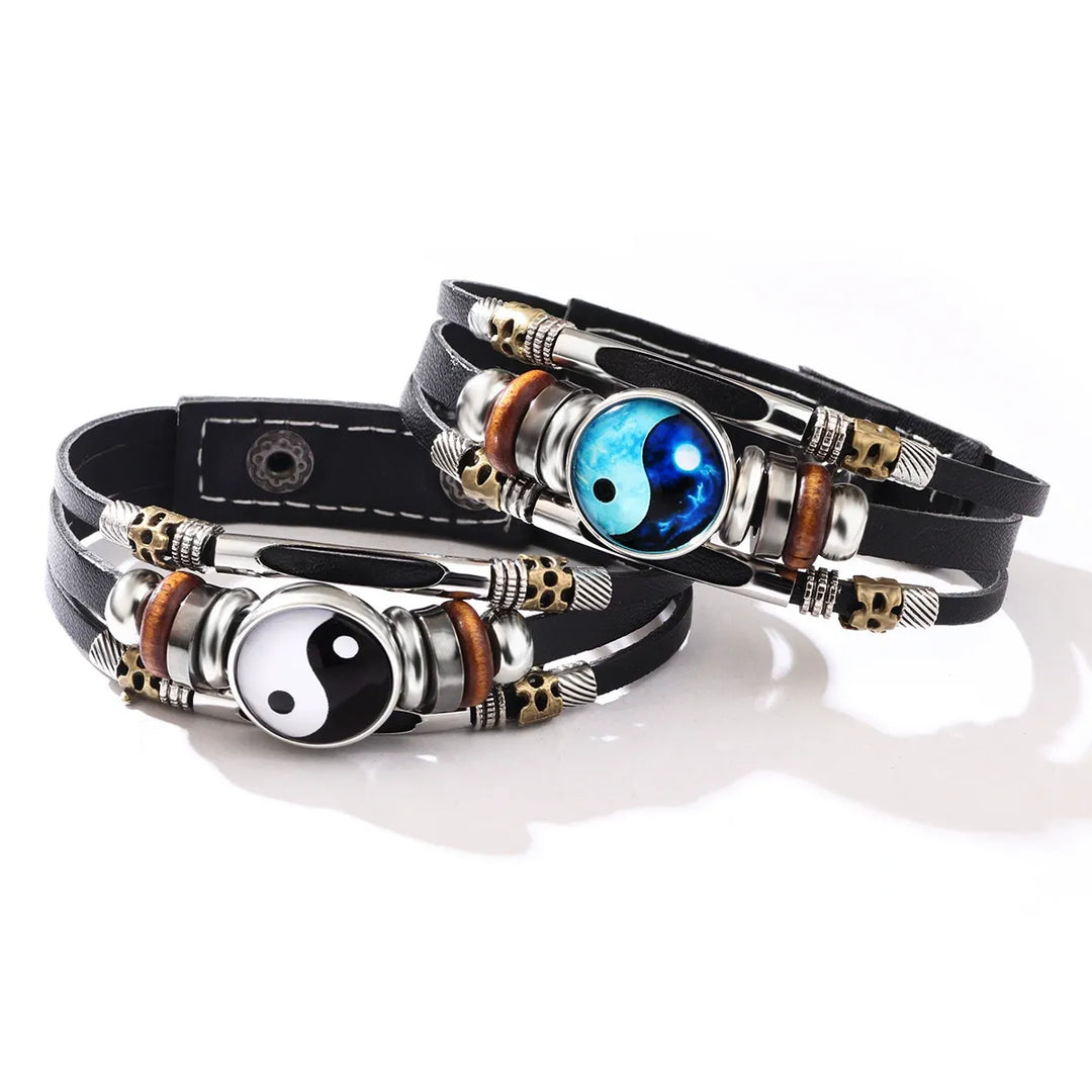 Yin Yang Leather Balance Bracelet 