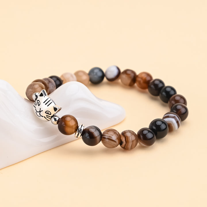 Zebra Jasper Cat Face Protection Bracelet