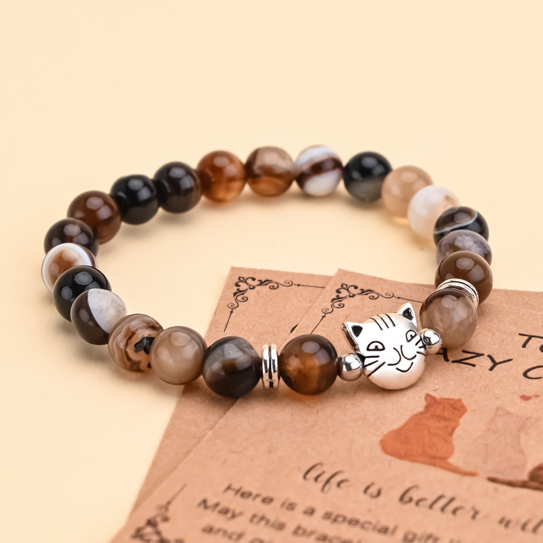 Zebra Jasper Cat Face Protection Bracelet